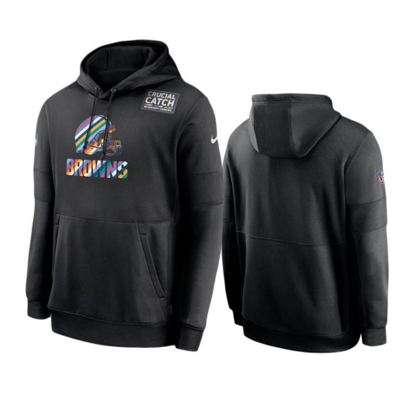 Browns Black Crucial Catch Sideline Performance Hoodie