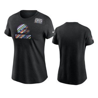 Women's Browns Black Crucial Catch Multicolor T-Shirt