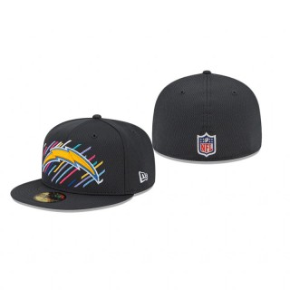 Chargers Charcoal 2021 NFL Crucial Catch 59FIFTY Fitted Hat
