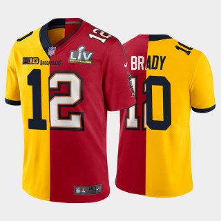 Buccaneers Michigan Wolverines Tom Brady Split Jersey College Football Game Maize Red
