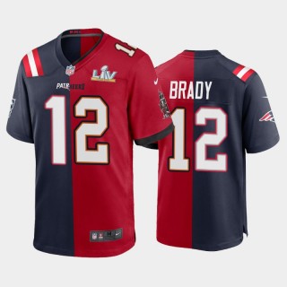 Buccaneers Tom Brady Super Bowl LV Champions Jersey Split Red Navy Game