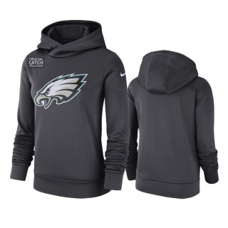 Women's Eagles Anthracite Crucial Catch Performance Hoodie