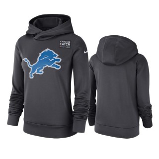 Women's Lions Anthracite Crucial Catch Performance Hoodie