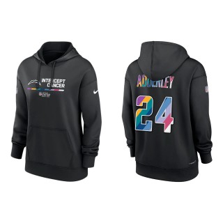 Women's Nasir Adderley Los Angeles Chargers Black 2022 NFL Crucial Catch Therma Performance Pullover Hoodie