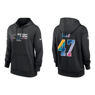 Women's Ryan Izzo Carolina Panthers Black 2022 NFL Crucial Catch Therma Performance Pullover Hoodie