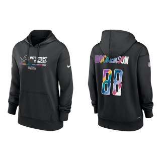 Women's T.J. Hockenson Detroit Lions Black 2022 NFL Crucial Catch Therma Performance Pullover Hoodie