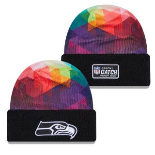 Youth Seattle Seahawks Black 2023 NFL Crucial Catch Cuffed Knit Hat